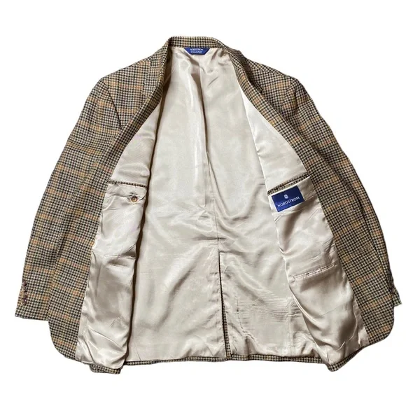 Nordstrom Houndstooth Wool Blazer 42R USA Made Vintage 2 Button Jacket Sportcoat - Picture 4 of 10